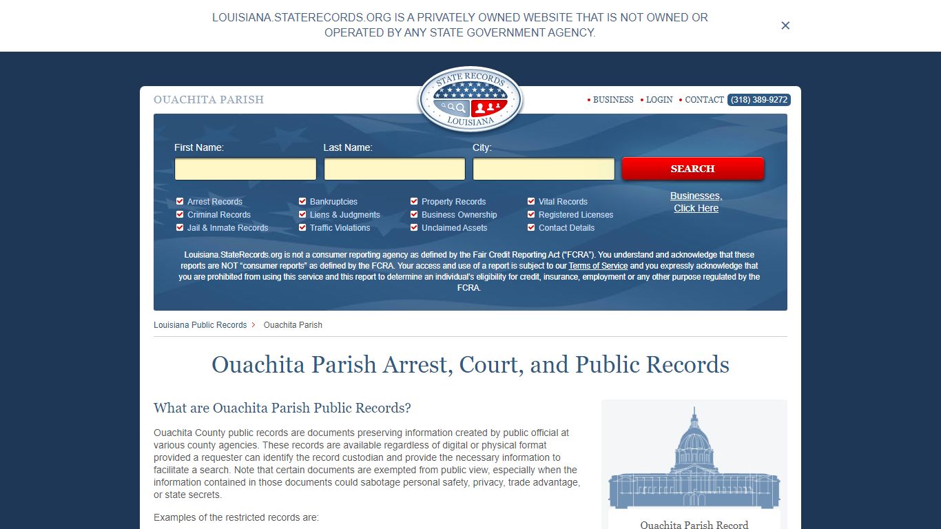 Ouachita Parish Arrest, Court, and Public Records