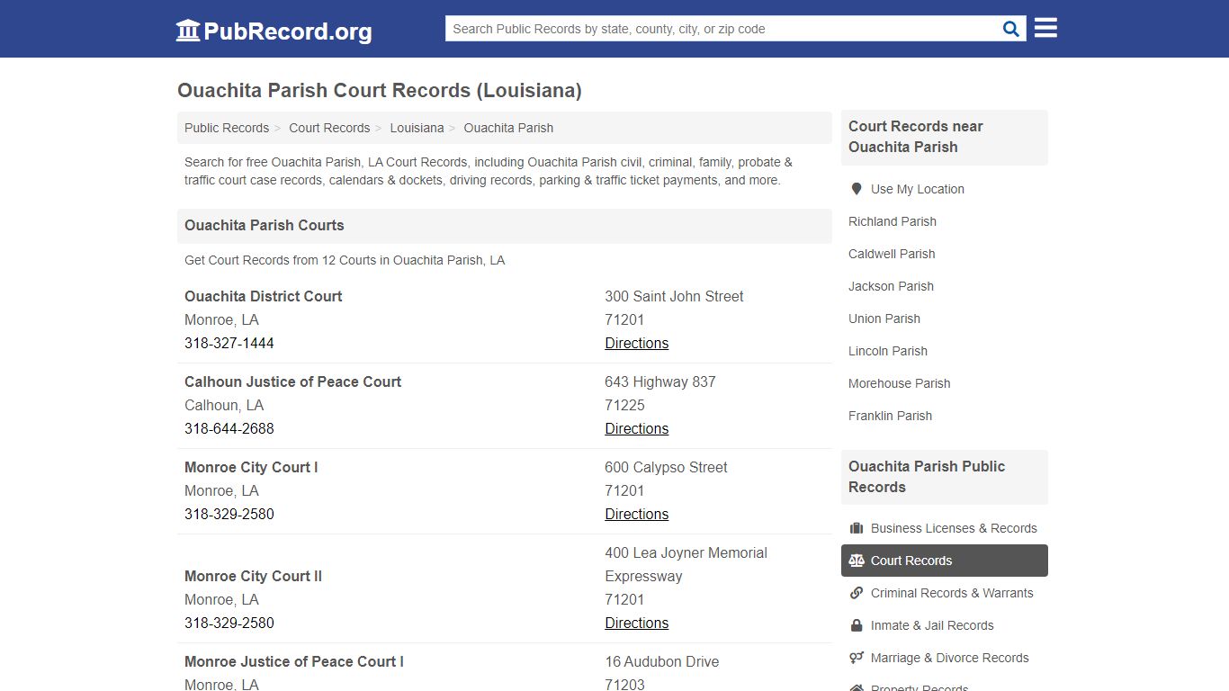 Ouachita Parish Court Records (Louisiana) - PubRecord.org