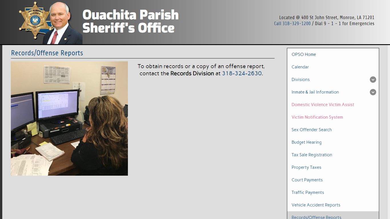 Records/Offense Reports – Ouachita Parish Sheriff's Office